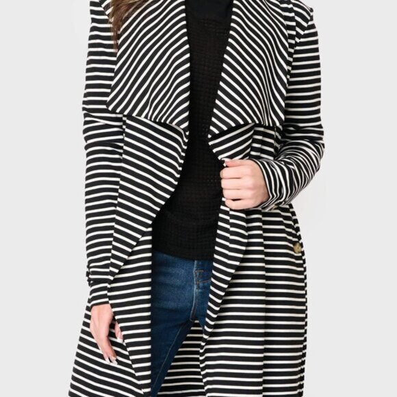 Gibsonlook Striped Ponte Knit Blazer Jacket | Black & White NWT Size S - Picture 9 of 9